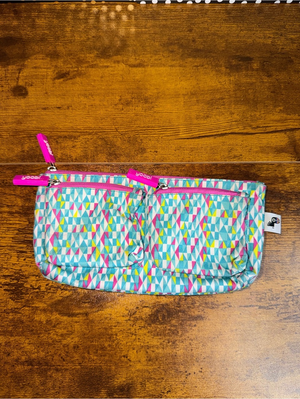 Yoobi Kids Geometric Pencil Pouch in Pink & Teal